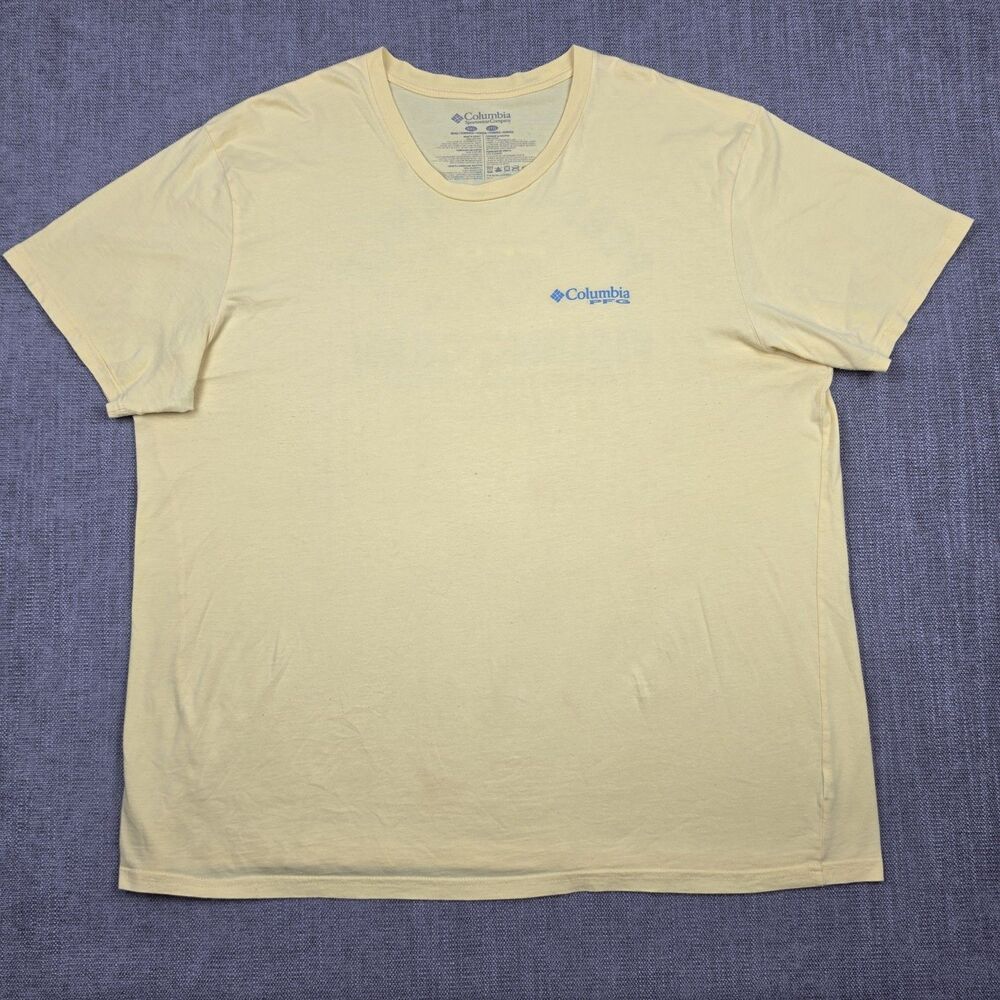 Columbia PFG Mens XXL Yellow Graphic T-Shirt Short Sleeve Fishing Gear Outdoor
